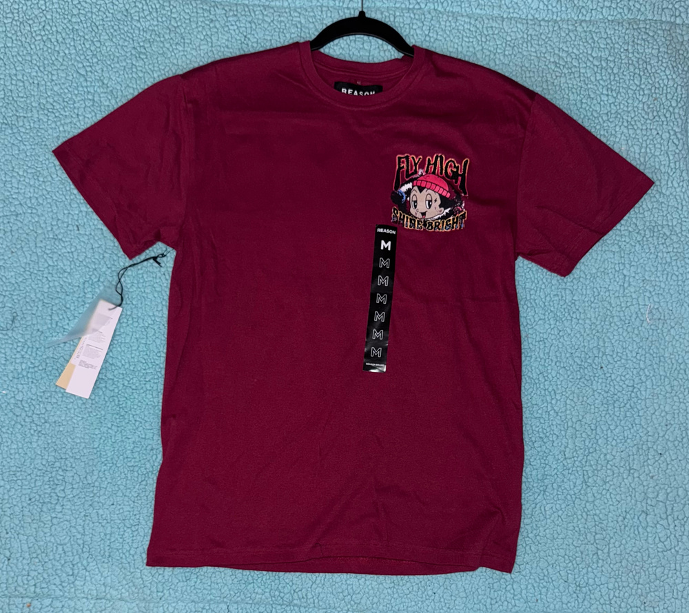 Reason Fly High Shine Bright Graphic Astro Boy T-Shirt Mauve Size M